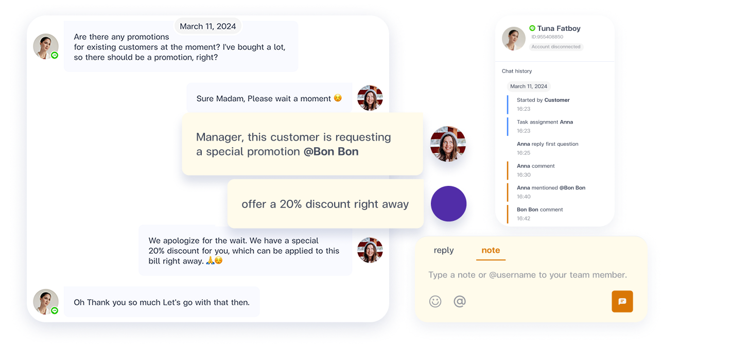 Note messages to 3rd parties immediately